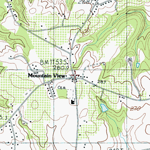 Topographic Map of Mountain View, SC