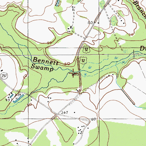 Topographic Map of Mulberry Branch, SC
