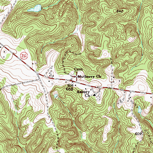 Topographic Map of Mulberry Church, SC