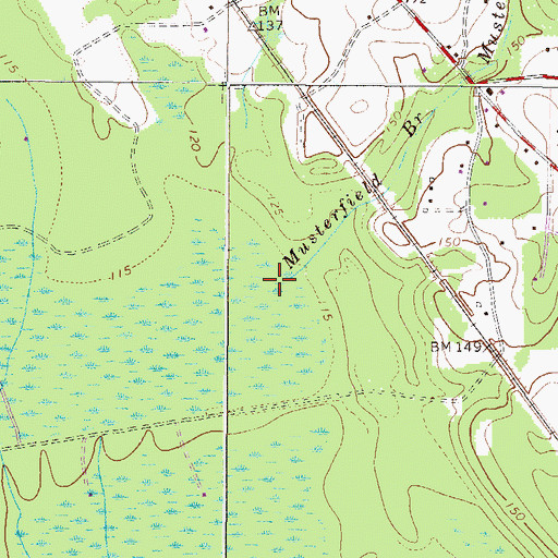 Topographic Map of Musterfield Branch, SC