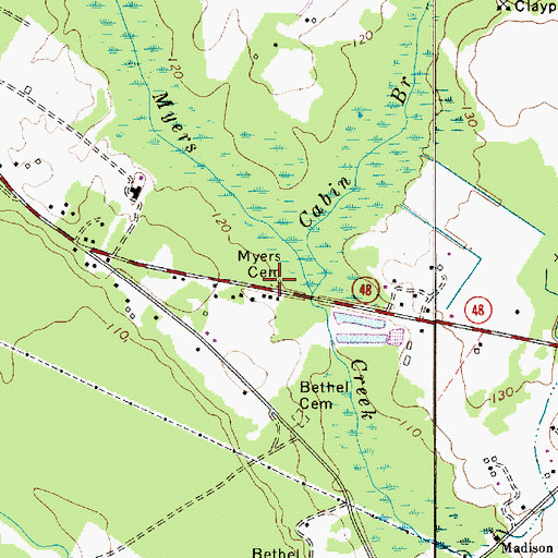 Topographic Map of Myers Cemetery, SC