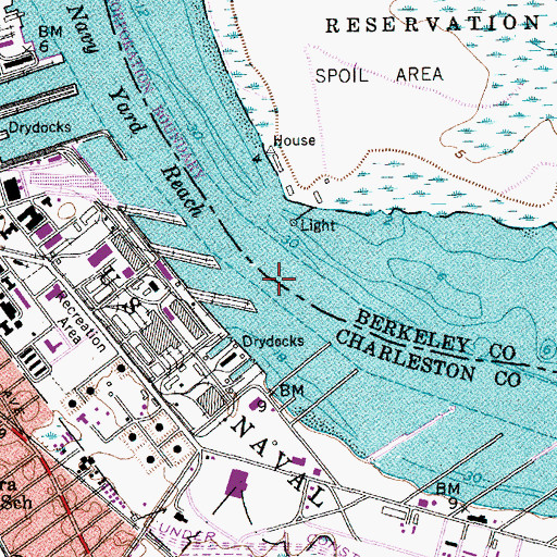 Topographic Map of Navy Yard Reach, SC