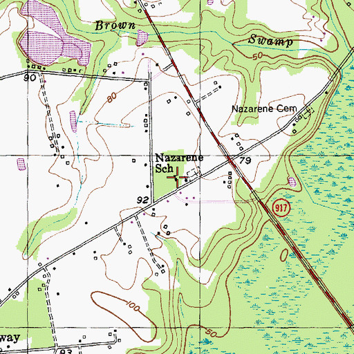 Topographic Map of Nazarene School, SC