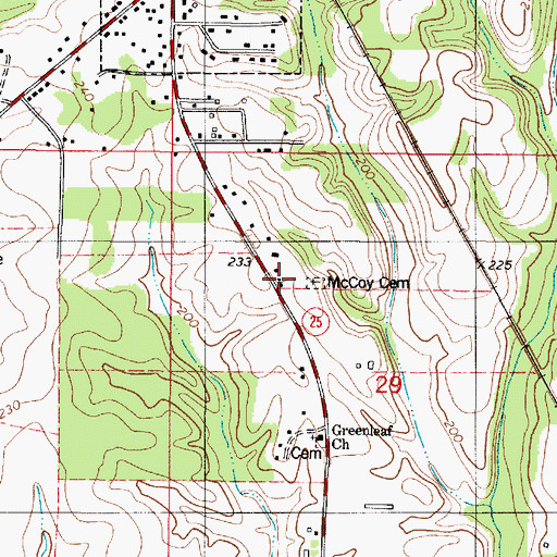 Topographic Map of McCoy Cemetery, AL
