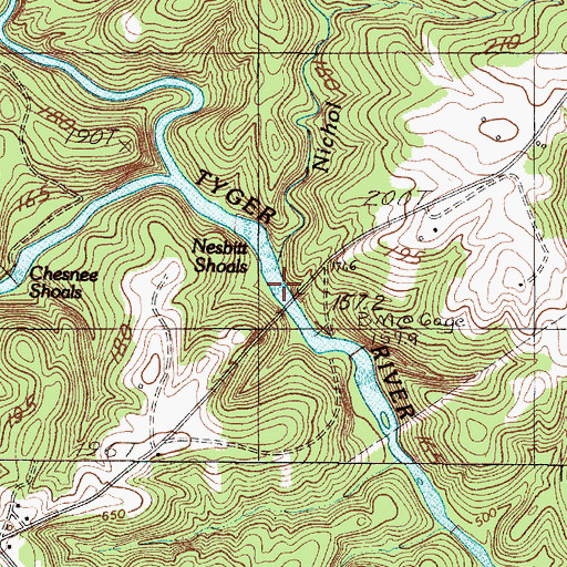 Topographic Map of Nesbit Shoals, SC