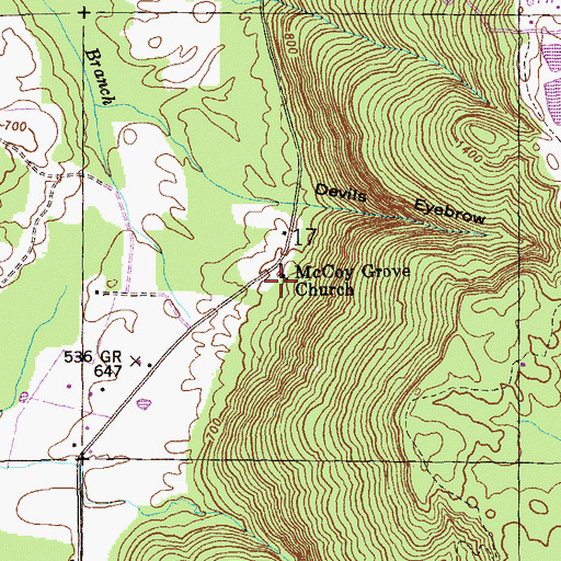 Topographic Map of McCoy Grove Church, AL