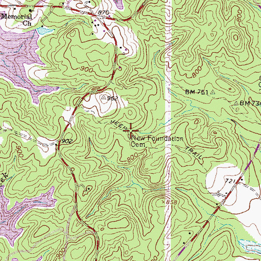 Topographic Map of New Foundation Cemetery, SC
