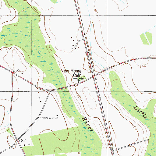Topographic Map of New Home Cemetery, SC