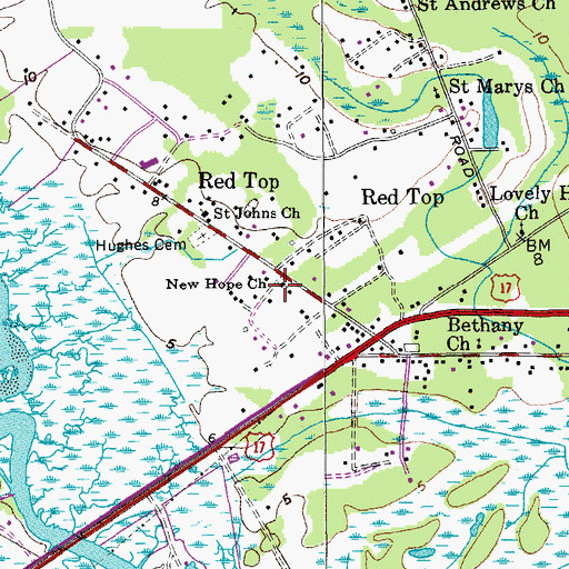 Topographic Map of New Hope Church, SC