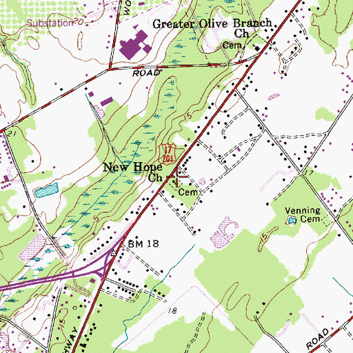 Topographic Map of New Hope Church, SC