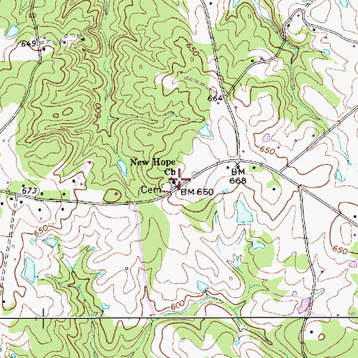 Topographic Map of New Hope Church, SC