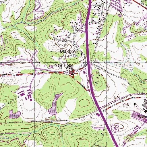 Topographic Map of New Hope School, SC