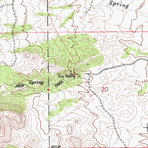 Topographic Map of Ten Ranch, AZ