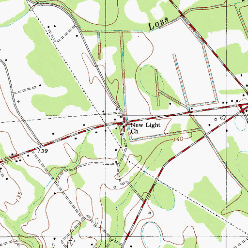Topographic Map of New Light Church, SC
