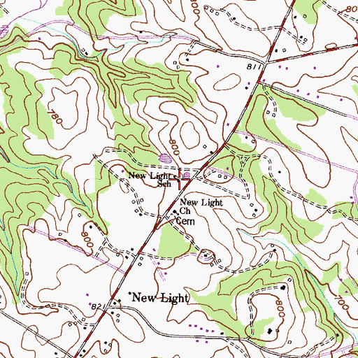 Topographic Map of New Light School, SC