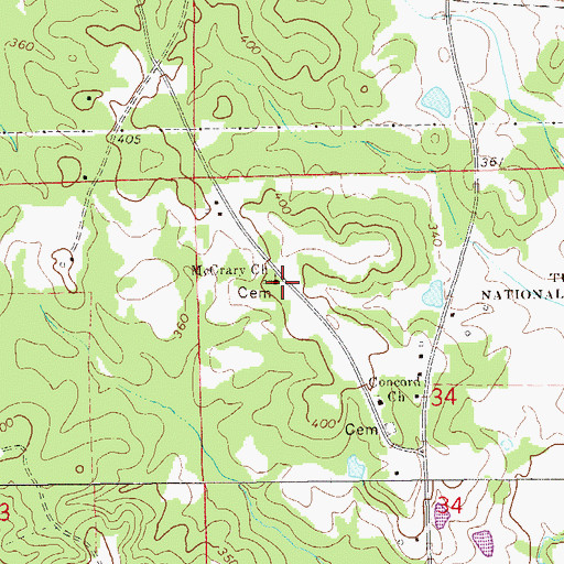 Topographic Map of McCrary Church, AL