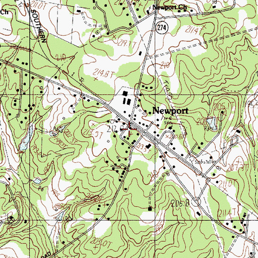 Topographic Map of Newport, SC