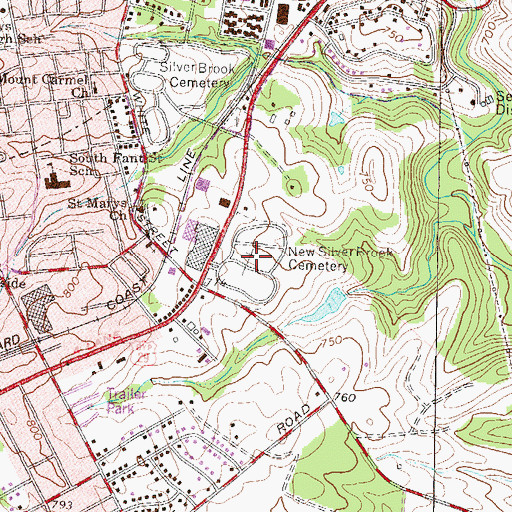Topographic Map of New Silver Brook Cemetery, SC