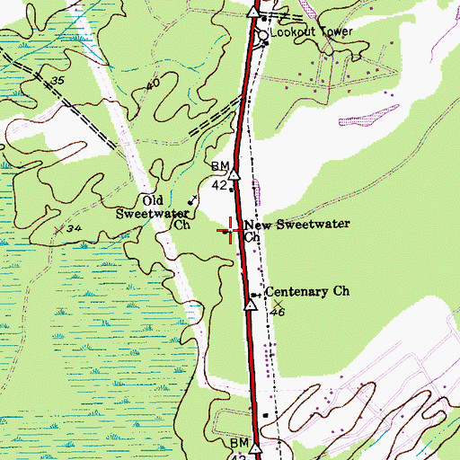 Topographic Map of New Sweetwater Church, SC