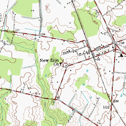 Topographic Map of New Zion Church, SC