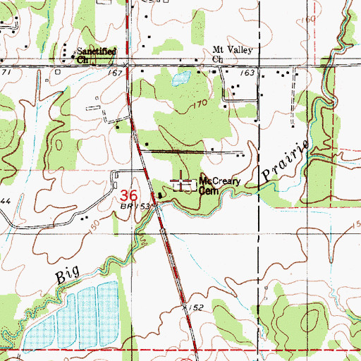 Topographic Map of McCreary Cemetery, AL