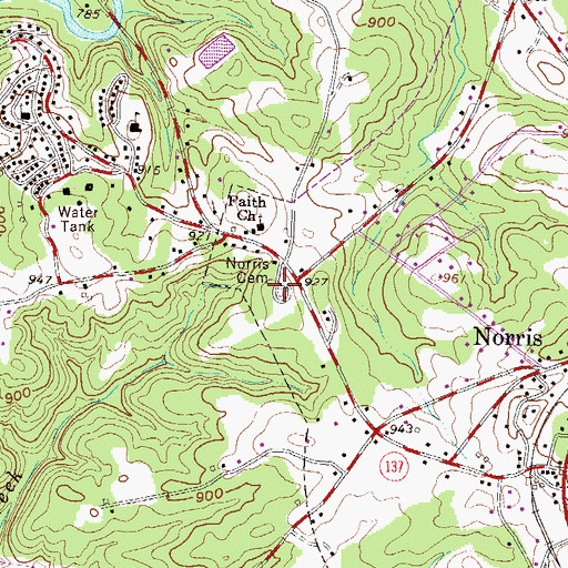 Topographic Map of Norris Cemetery, SC