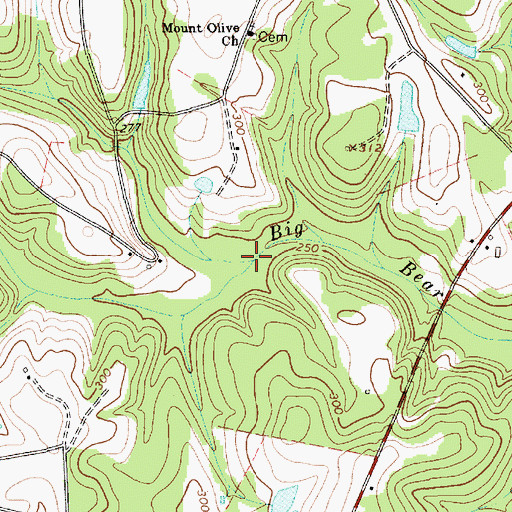 Topographic Map of North Prong Big Bear Creek, SC