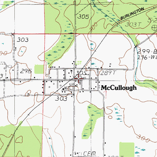 Topographic Map of McCullough, AL