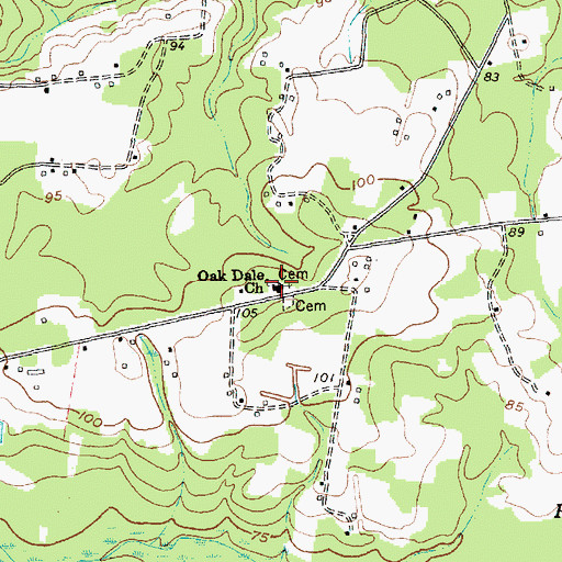 Topographic Map of Oak Dale Baptist Church, SC