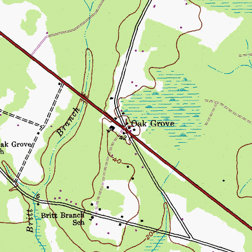 Topographic Map of Oak Grove, SC