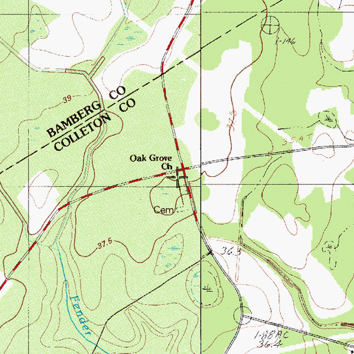 Topographic Map of Oak Grove Church, SC