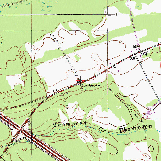 Topographic Map of Oak Grove Church, SC