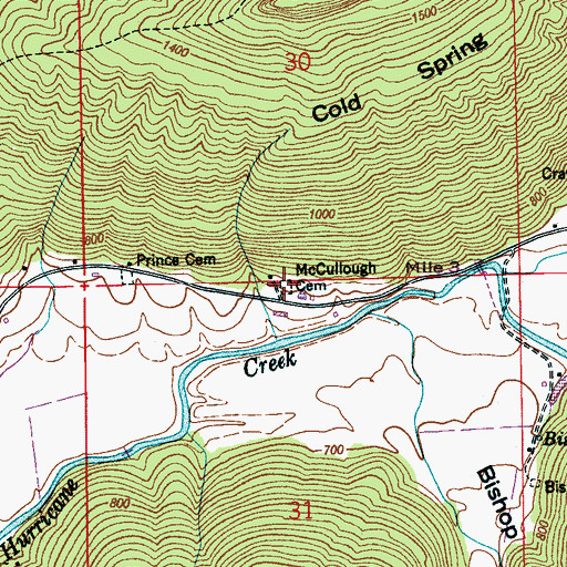 Topographic Map of McCullough Cemetery, AL
