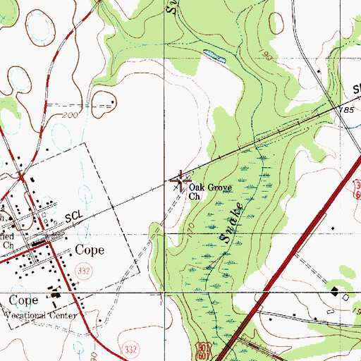 Topographic Map of Oak Grove Church, SC