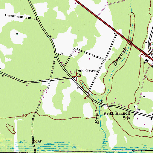 Topographic Map of Oak Grove Church, SC