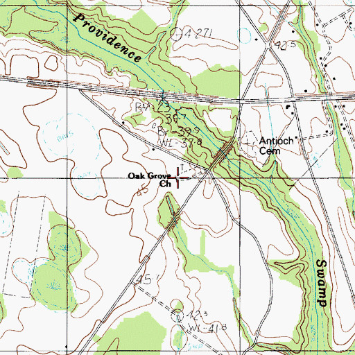 Topographic Map of Oak Grove Baptist Church, SC
