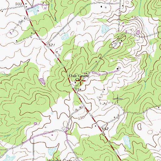 Topographic Map of Oak Grove Church, SC
