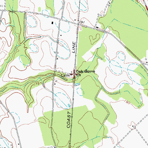 Topographic Map of Oak Grove Church, SC