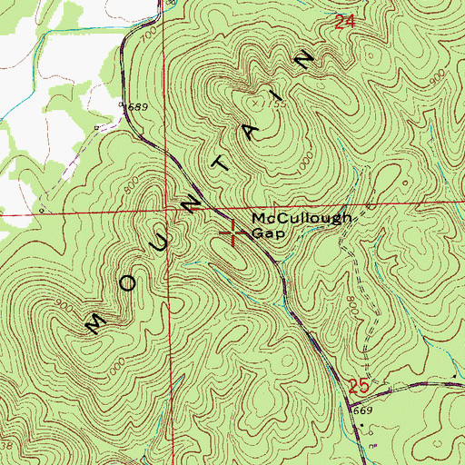 Topographic Map of McCullough Gap, AL