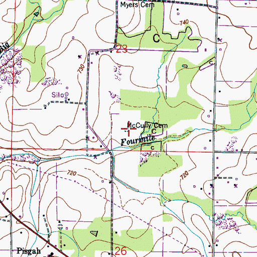 Topographic Map of McCully Cemetery, AL