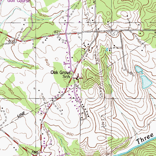 Topographic Map of Oak Grove School, SC