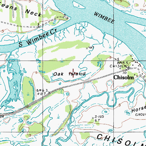 Topographic Map of Oak Island, SC