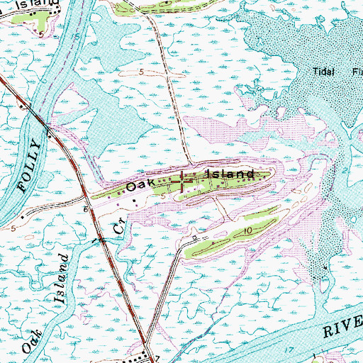 Topographic Map of Oak Island, SC
