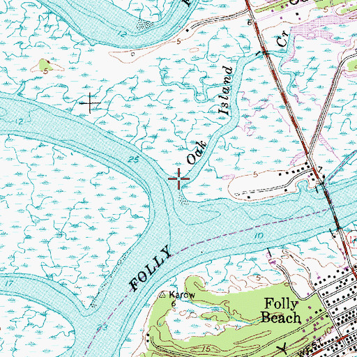 Topographic Map of Oak Island Creek, SC
