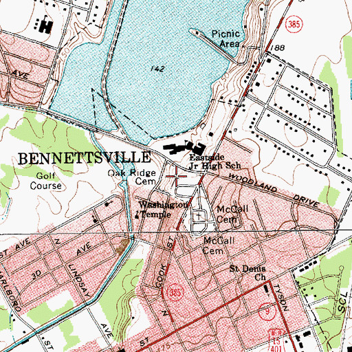 Topographic Map of Oak Ridge Cemetery, SC
