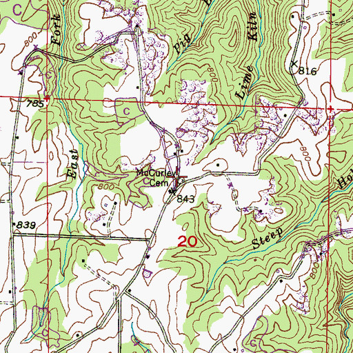 Topographic Map of McCurley Cemetery, AL