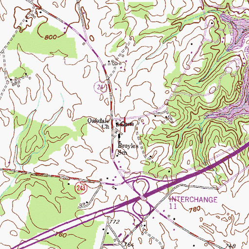 Topographic Map of Oakdale Church, SC