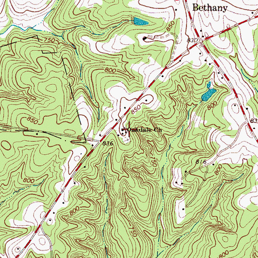 Topographic Map of Oakdale Church, SC