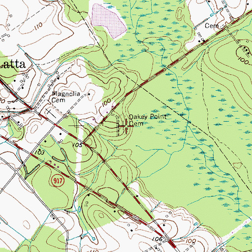 Topographic Map of Oakey Point Cemetery, SC