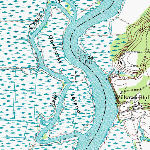 Topographic Map of Oakhurst Island, SC
